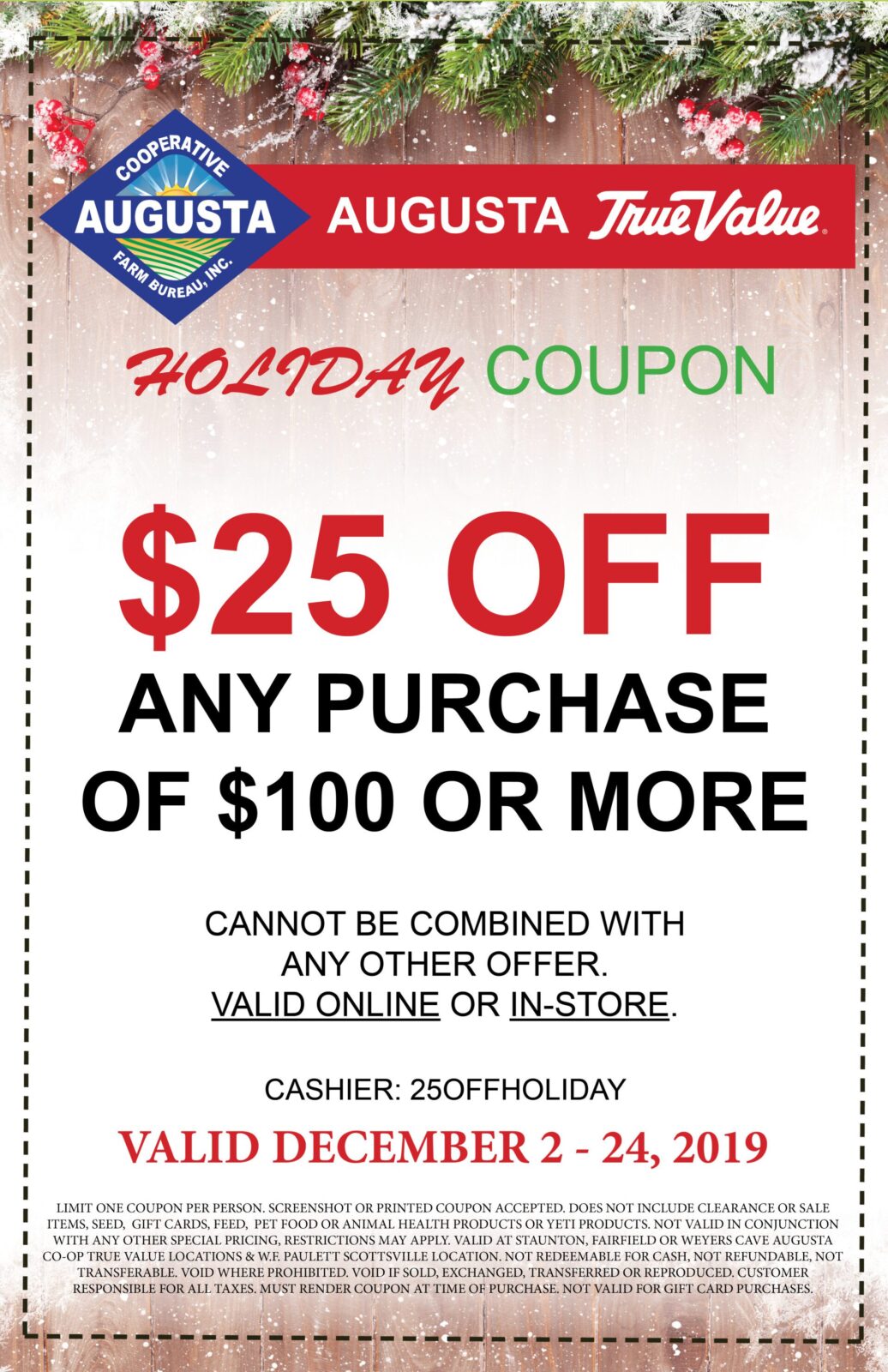 Holiday ECoupons and Deals! Augusta Cooperative Farm Bureau, Inc.