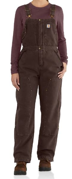 Carhartt, Women's Weathered Duck Wildwood Bib Overall, Dark Brown