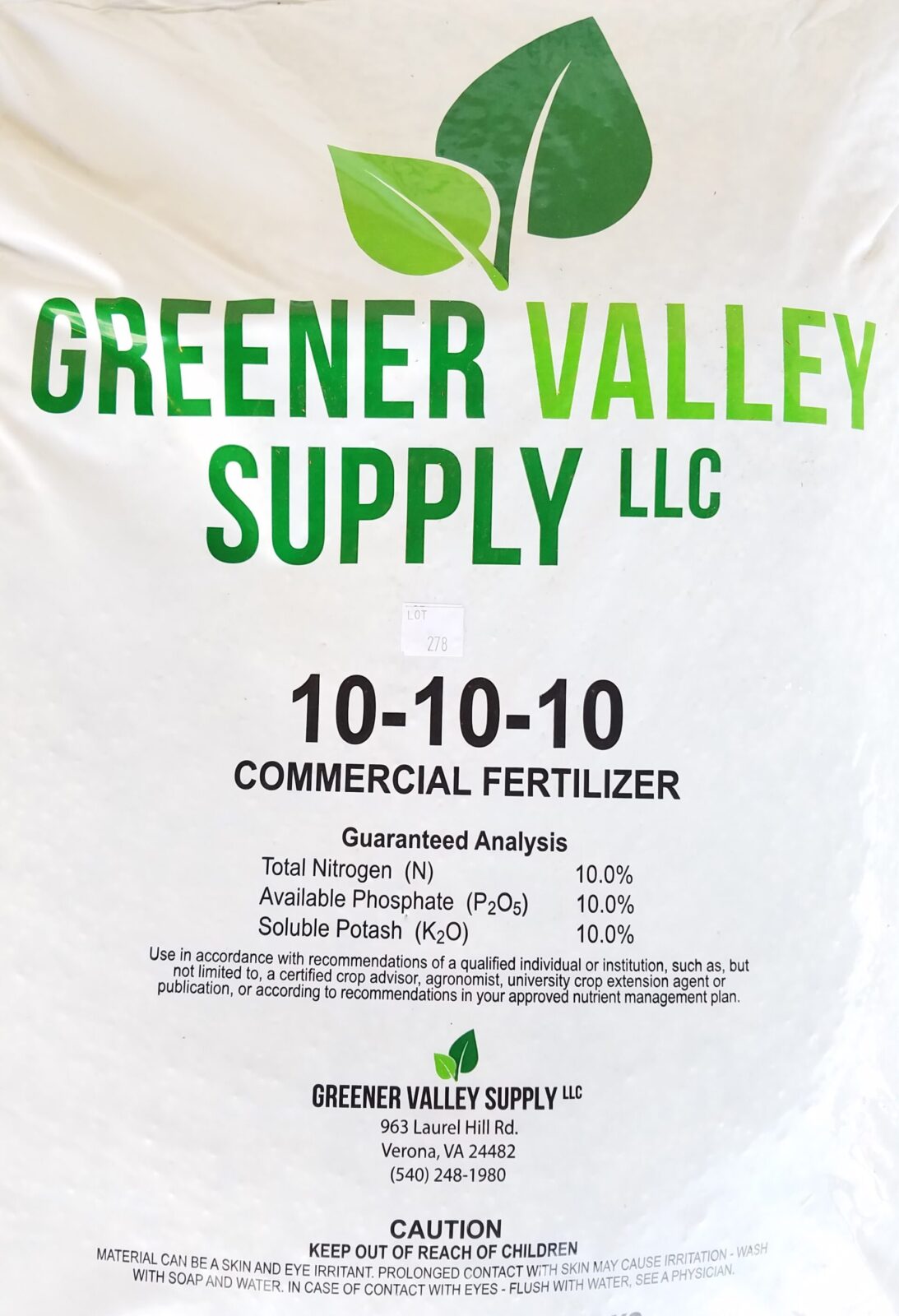 Fertilizer, 101010, 25 lbs. Augusta Cooperative Farm Bureau, Inc.