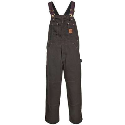 Carhartt, Men's Sandstone Bib Overall, Unlined, Dark Brown - Augusta ...